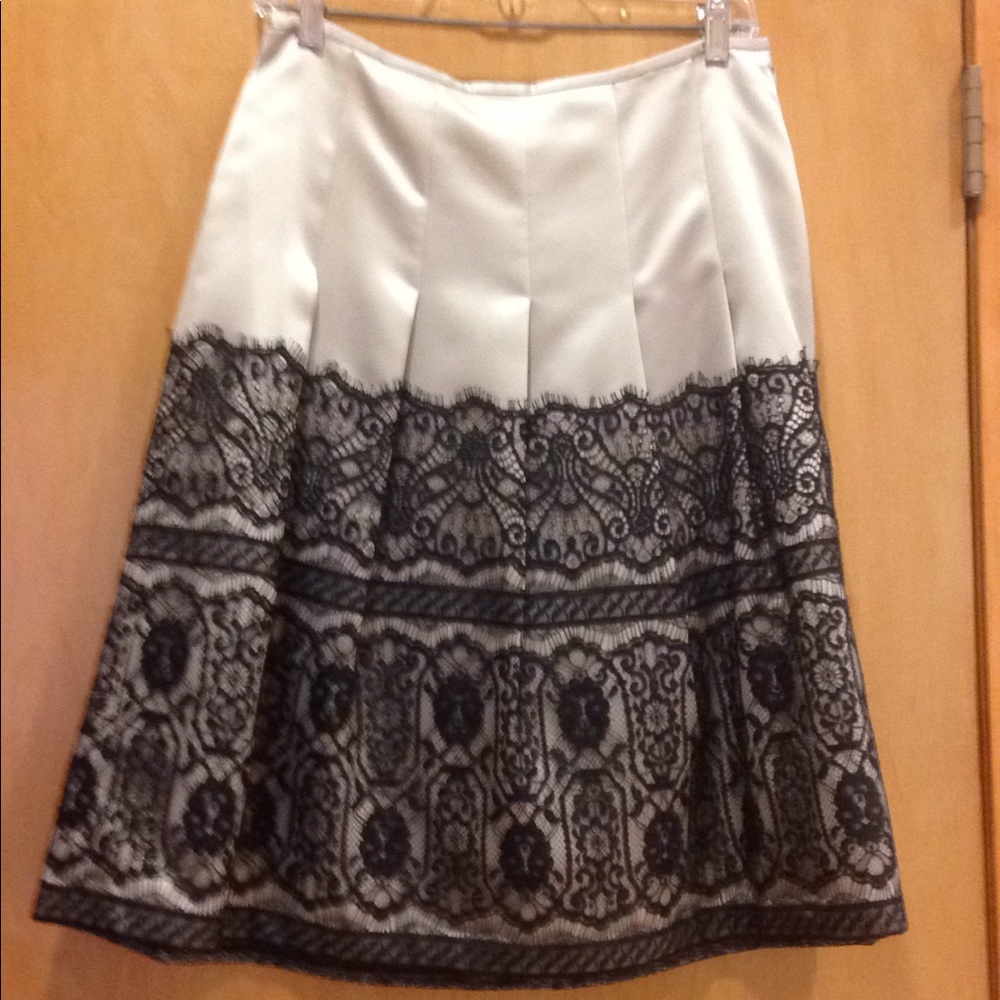 ANN TAYLOR Lace-Overlayed Pleated Skirt, Size 4